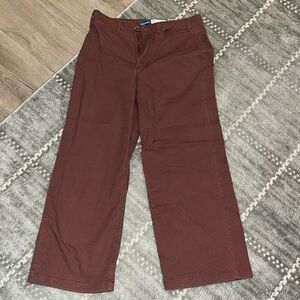 Old navy extra high rise wide leg cropped pants size 2petite brick red/burgundy